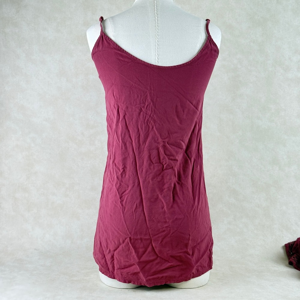 Lucky Brand Tunic Dress XS Boho Lace Burgundy Sleeveless Layered w Slip - Picture 6 of 13